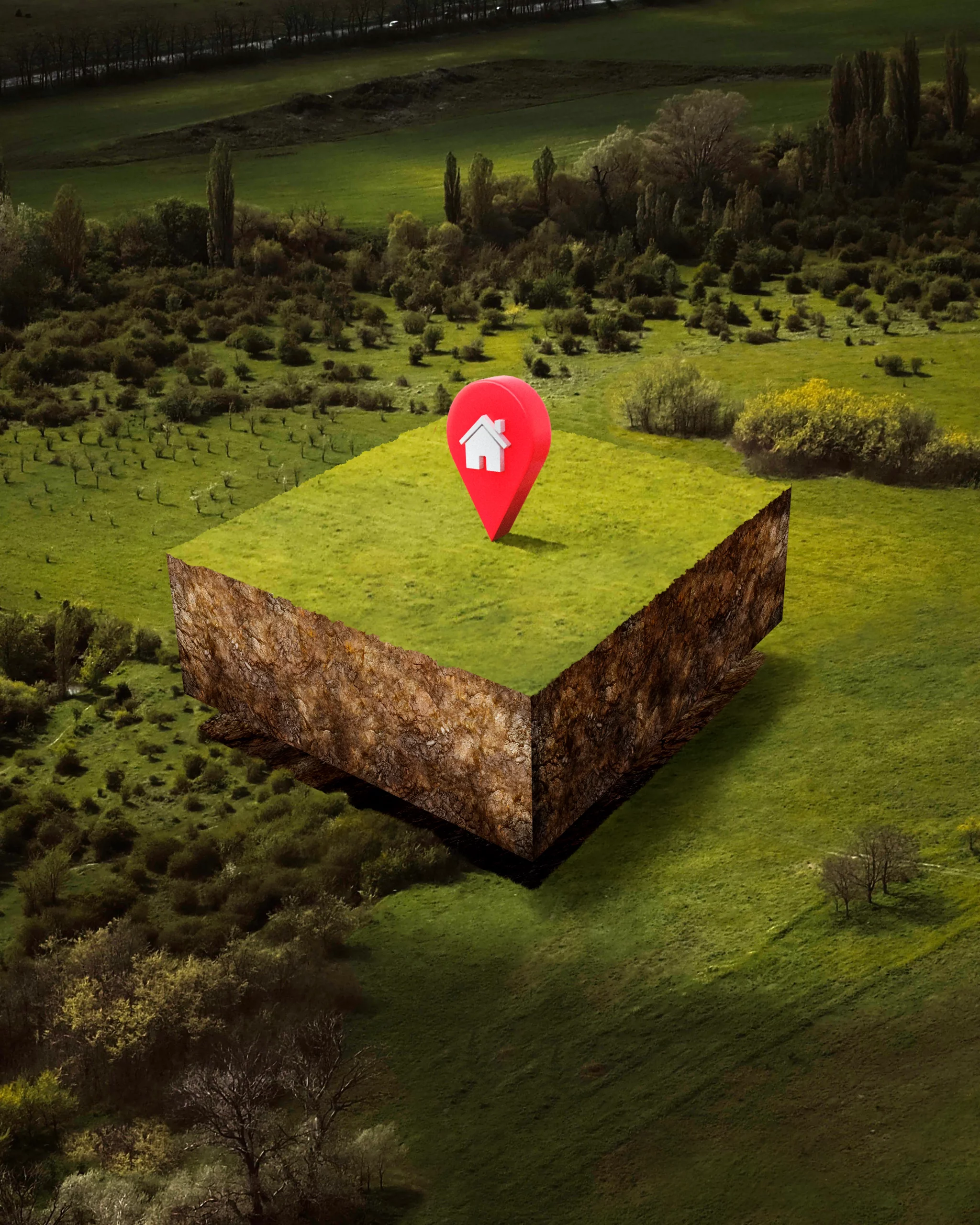 Land plot with nature landscape and location
