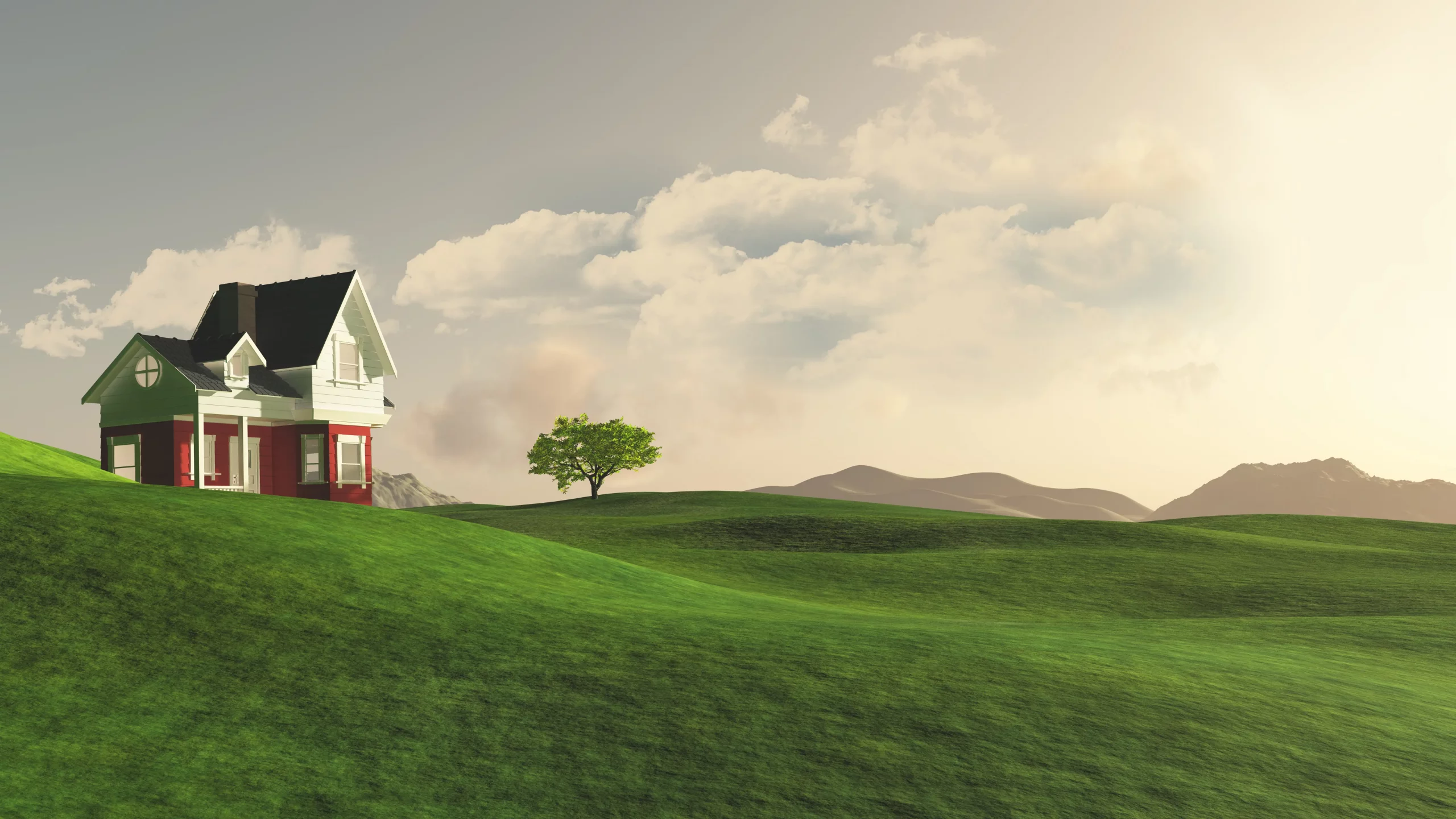 3D render of countryside house